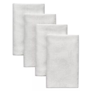 brand new Set of 4 Winter Wonderland Damask Fabric Napkins in WHITE